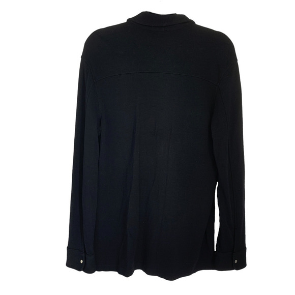 Vtg Lauren Ralph Lauren Black Ponte Knit Stretch Snap Front Shacket Jacket Sz L - Picture 6 of 6